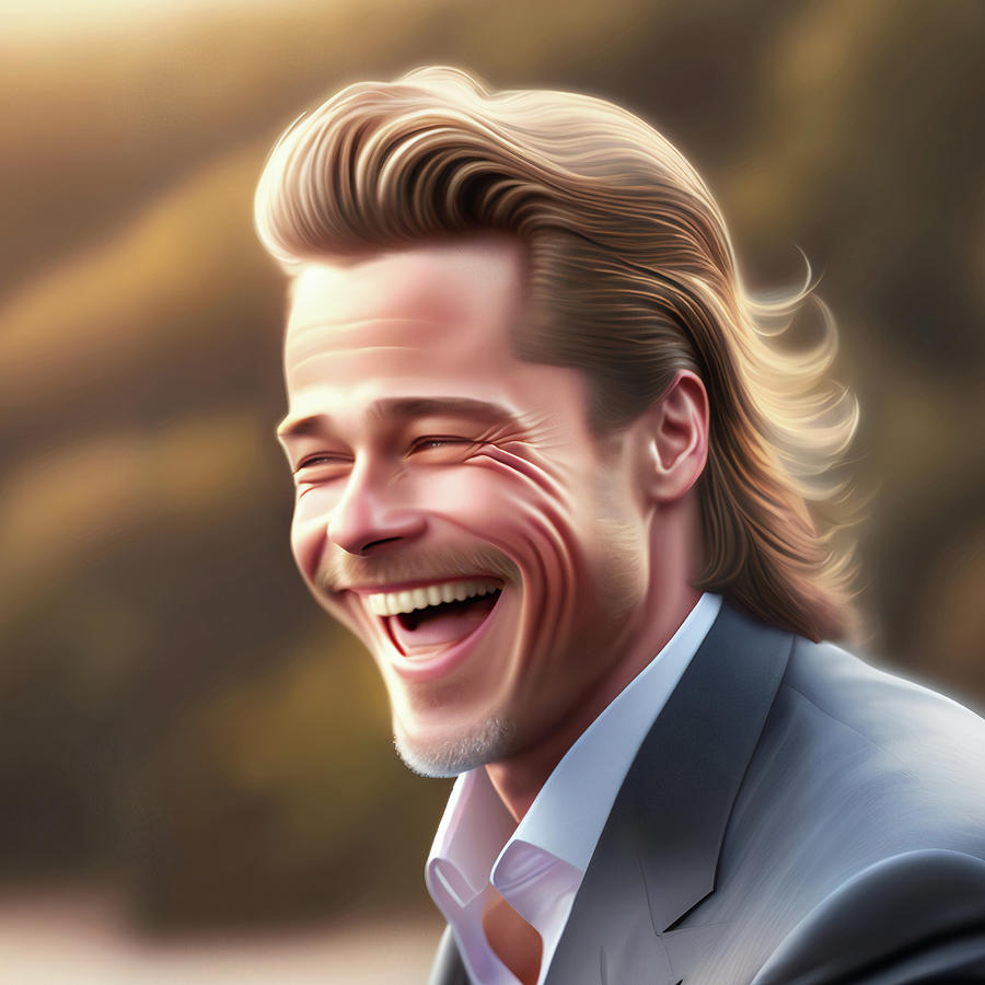 Brad Pitt Laughing Digital Art by Mineki - Fine Art America