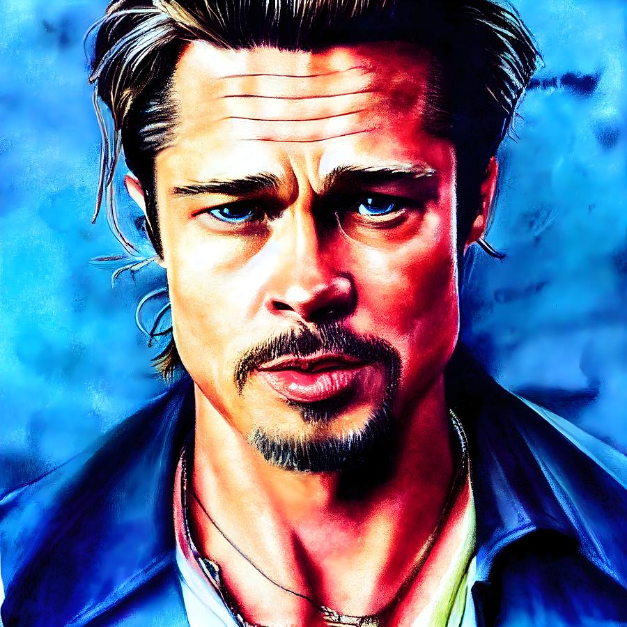 Brad Pitt Mixed Media by OnionMarket - - Fine Art America