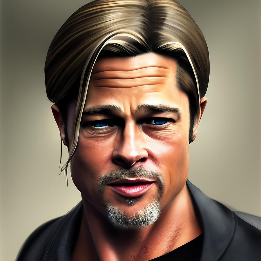 Brad Pitt portrait Digital Art by Daily Caricatures - Pixels