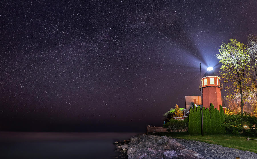 Braddock Point Lighthouse At Night Photograph by Mark Papke