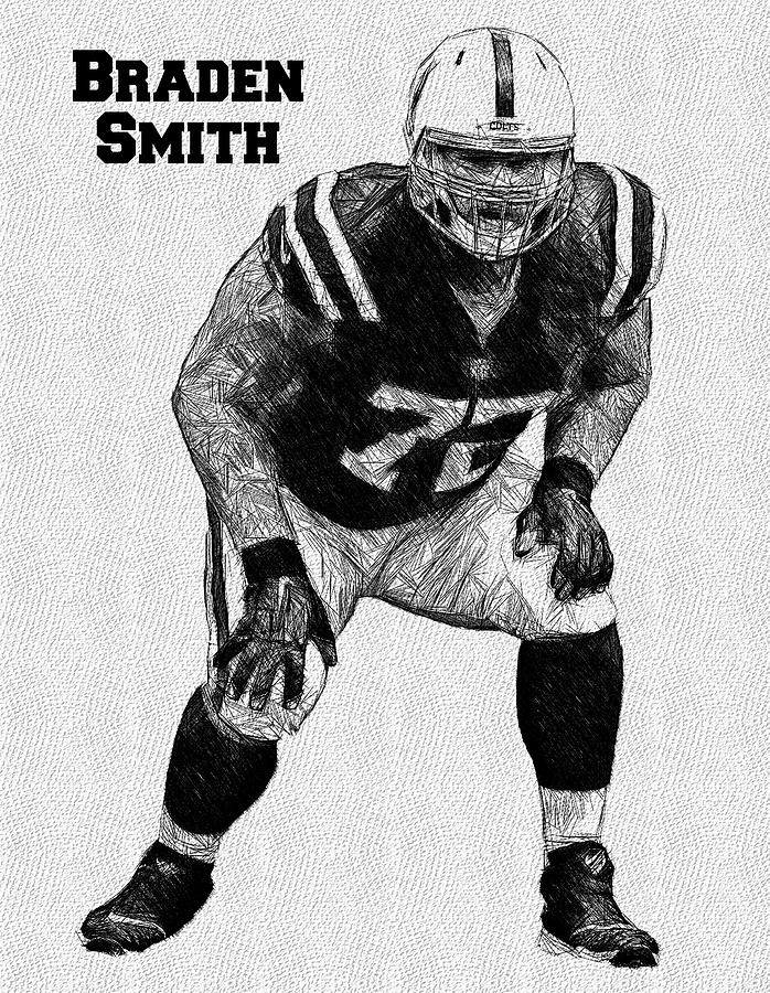 Braden Smith Colts RT Sketch Digital Art By Bob Smerecki - Fine Art America