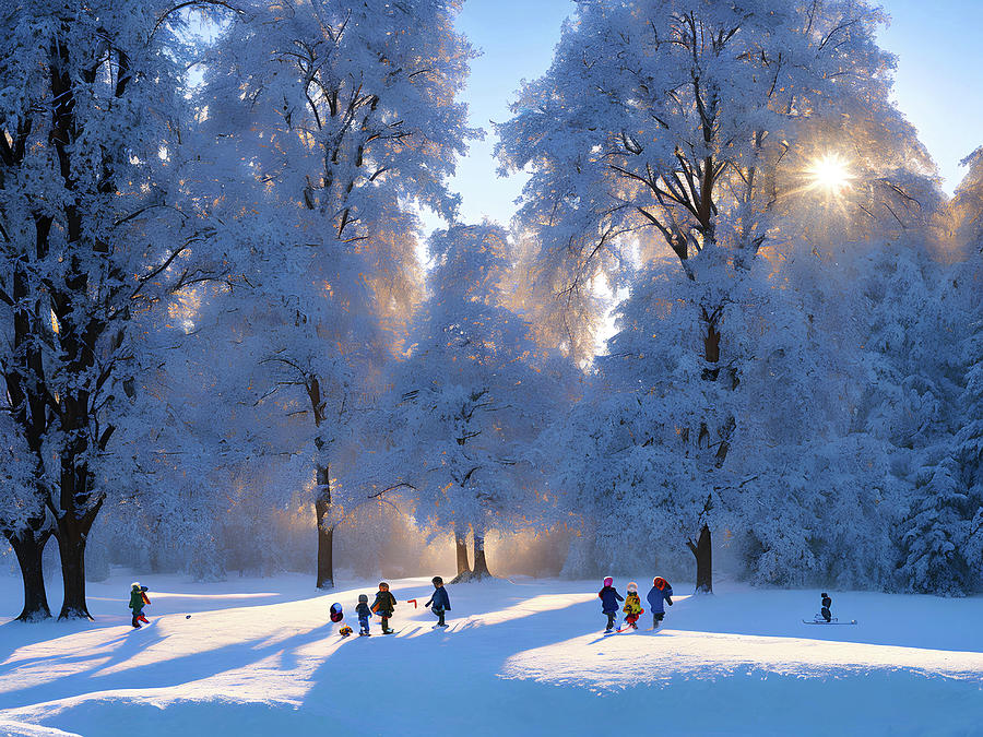 Bradford Snow Scene, in Lister Park, UK Digital Art by Derek Oldfield ...