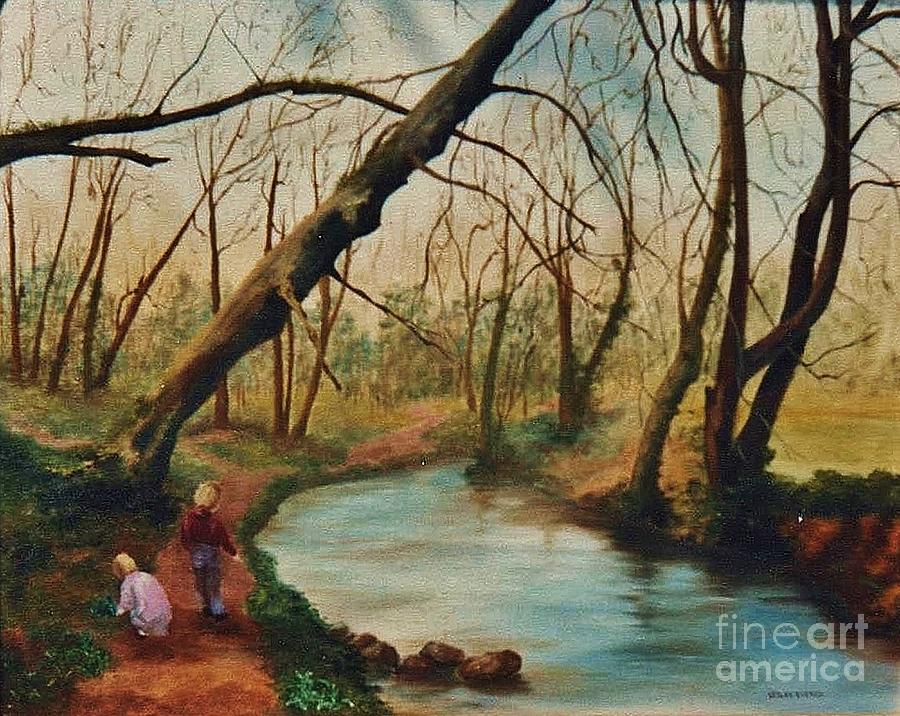 Bradley Woods And River Lemon, Oil Painting Painting by Lesley Evered