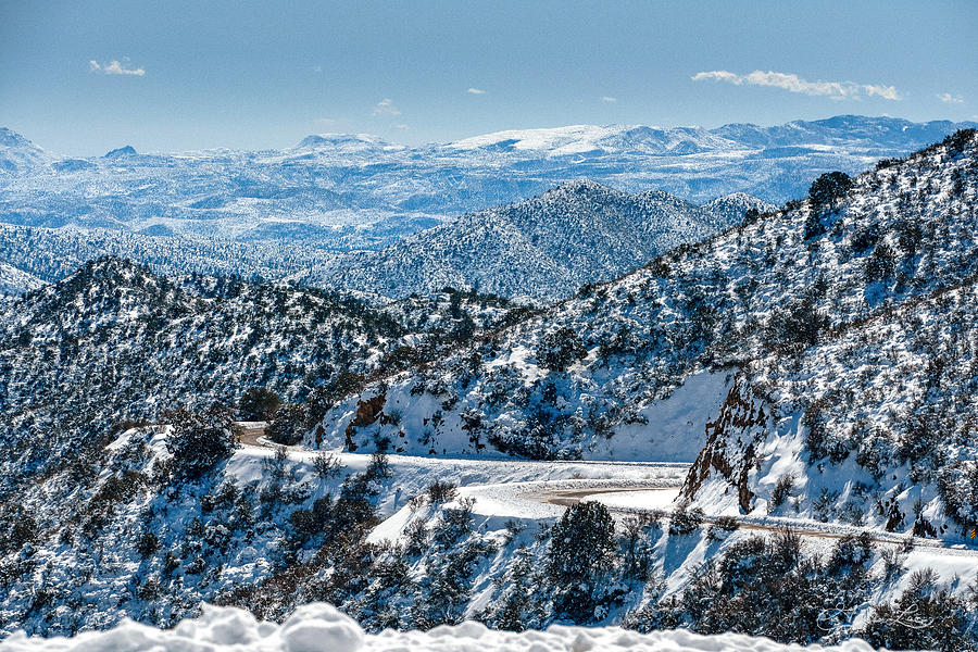 Bradshaw Mountains Covered in Snow Photograph by Geno