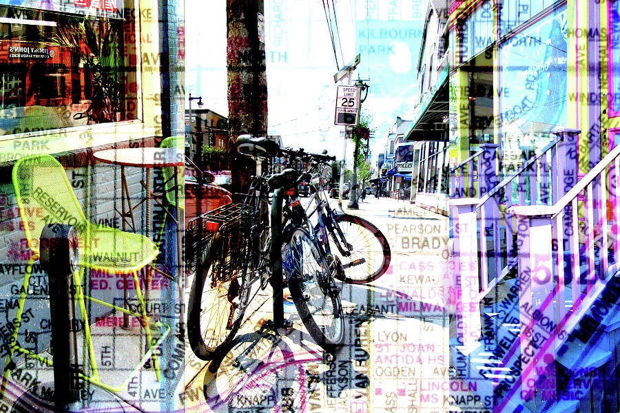 Brady Street Bike and Steps Digital Art by Anita Burgermeister