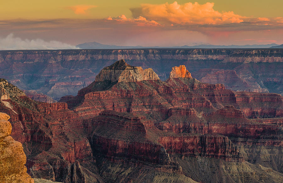 Brahma and Zoroaster Temple Sunset at North Rim Photograph by Ed Dunn ...