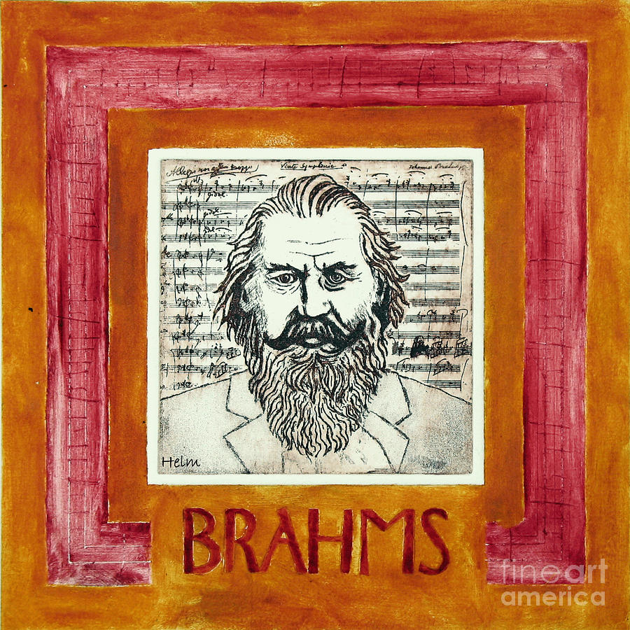 Music Mixed Media - Brahms Portrait by Paul Helm