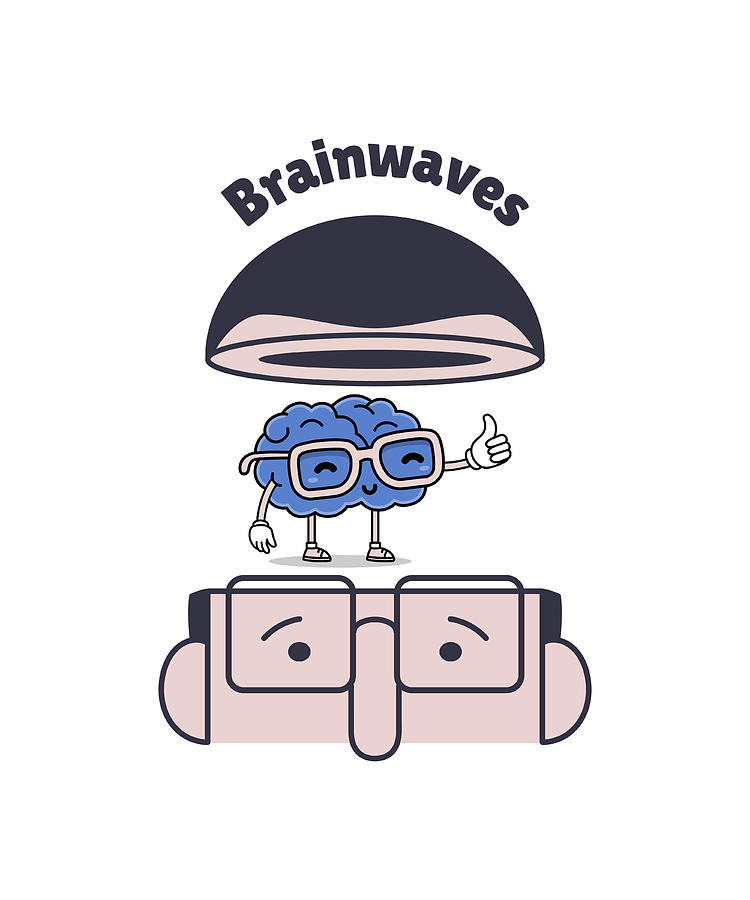 Brainwaves Happy Funny Mental Health Gift Cute Brain Awareness Pun Gag  Digital Art by Jeff Brassard - Fine Art America