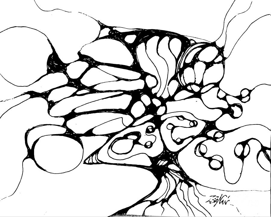 Black And White Drawing - Brainy No 10 - Bangles on the Tree of Life by Zsanan Studio