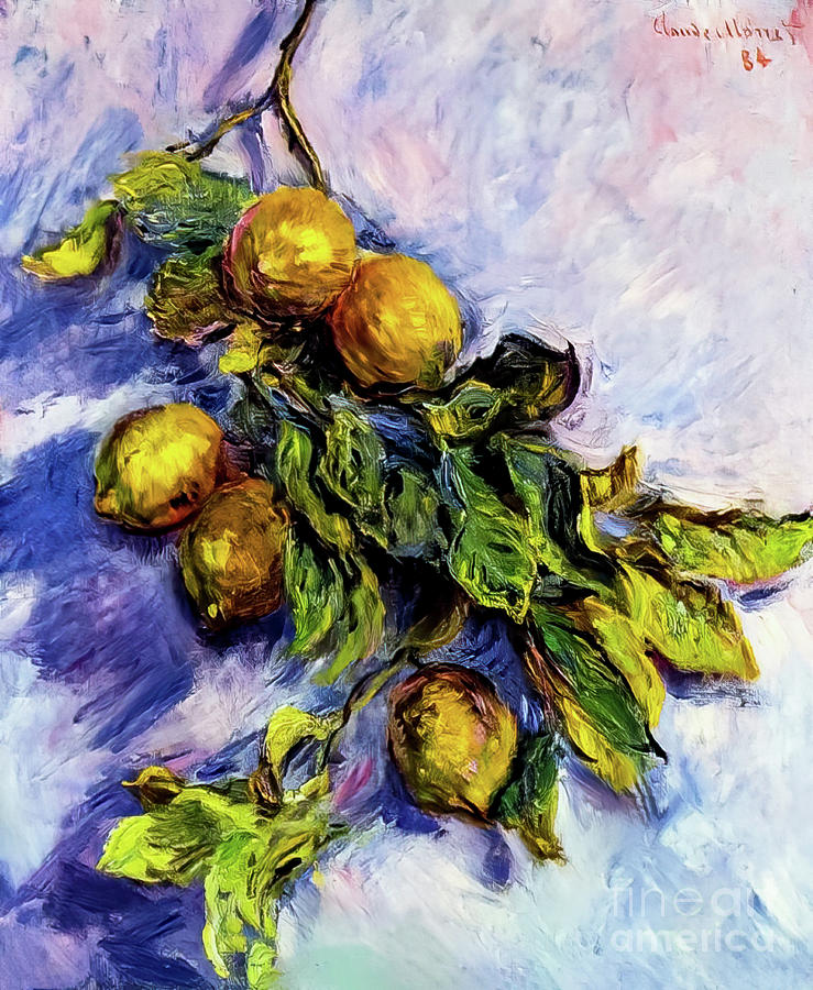 Branch of Lemons by Claude Monet 1884 Painting by Claude Monet