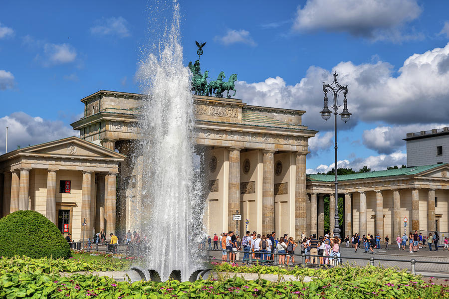 Brandenburg Gate And Fountain In Berlin Photograph by Artur Bogacki