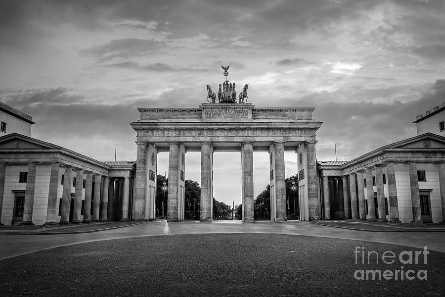 Brandenburg gate in Berlin, black and white Photograph by Delphimages Photo Creations