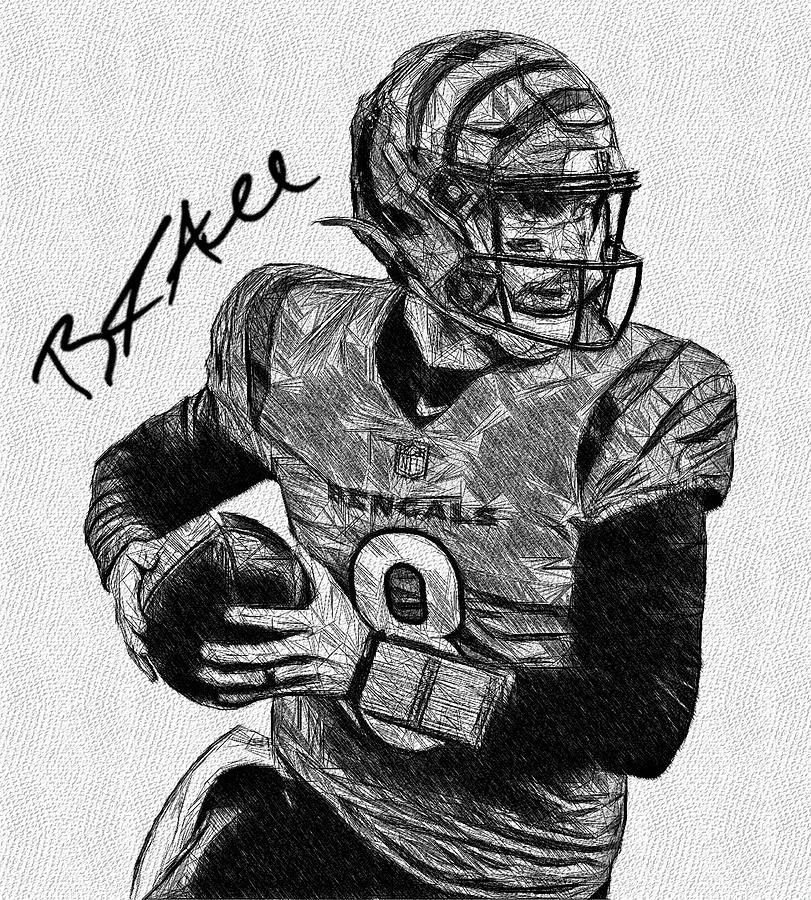 Brandon Allen Bengals QB Sketch Digital Art by Bob Smerecki