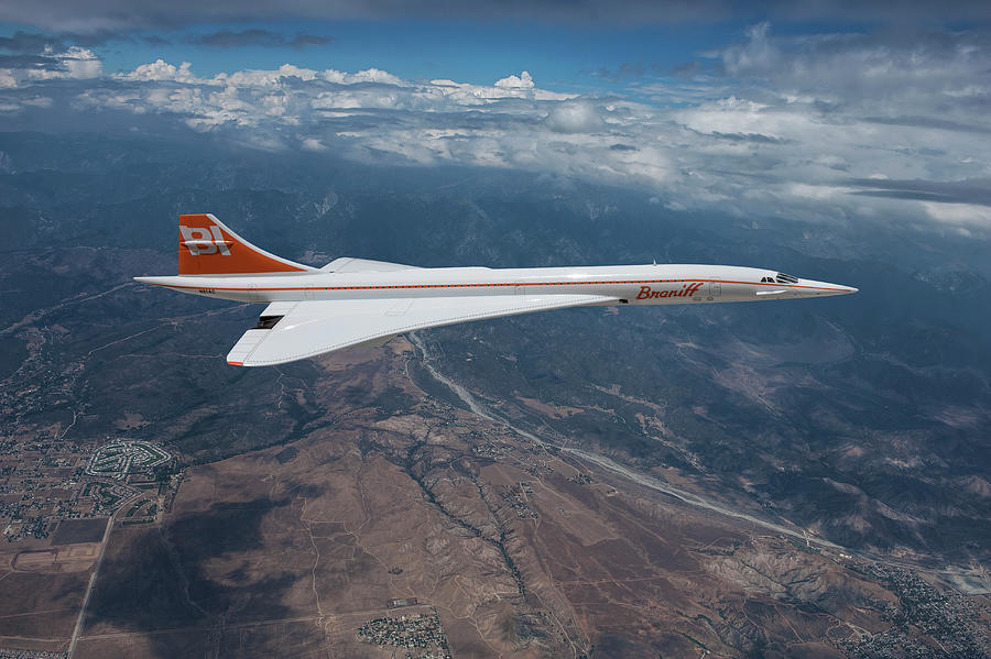 Braniff International Concorde SST Mixed Media by Erik Simonsen
