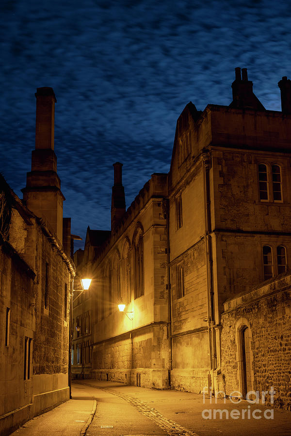 Winter Photograph - Brasenose Lane Oxford at Night  by Tim Gainey
