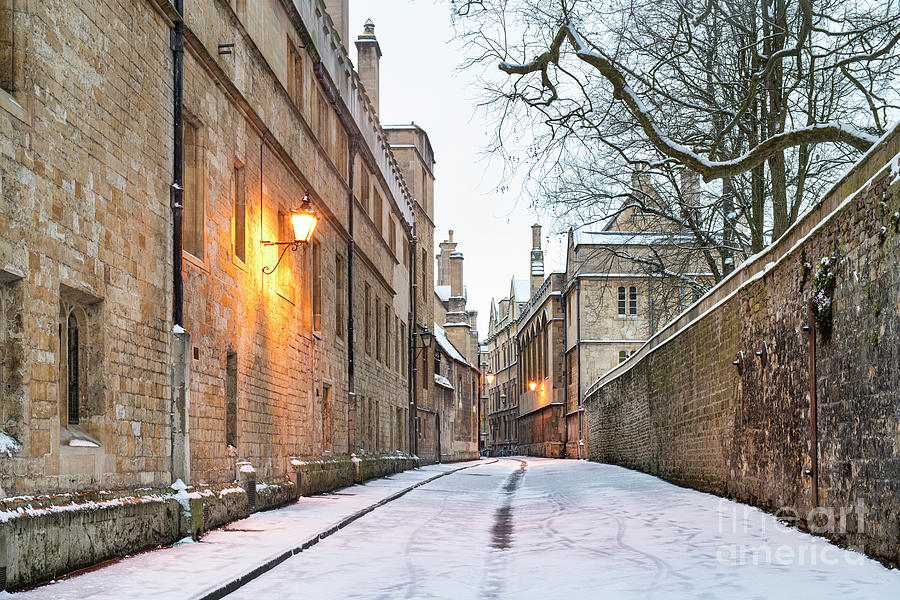 Brasenose Lane Oxford in the Snow Photograph by Tim Gainey