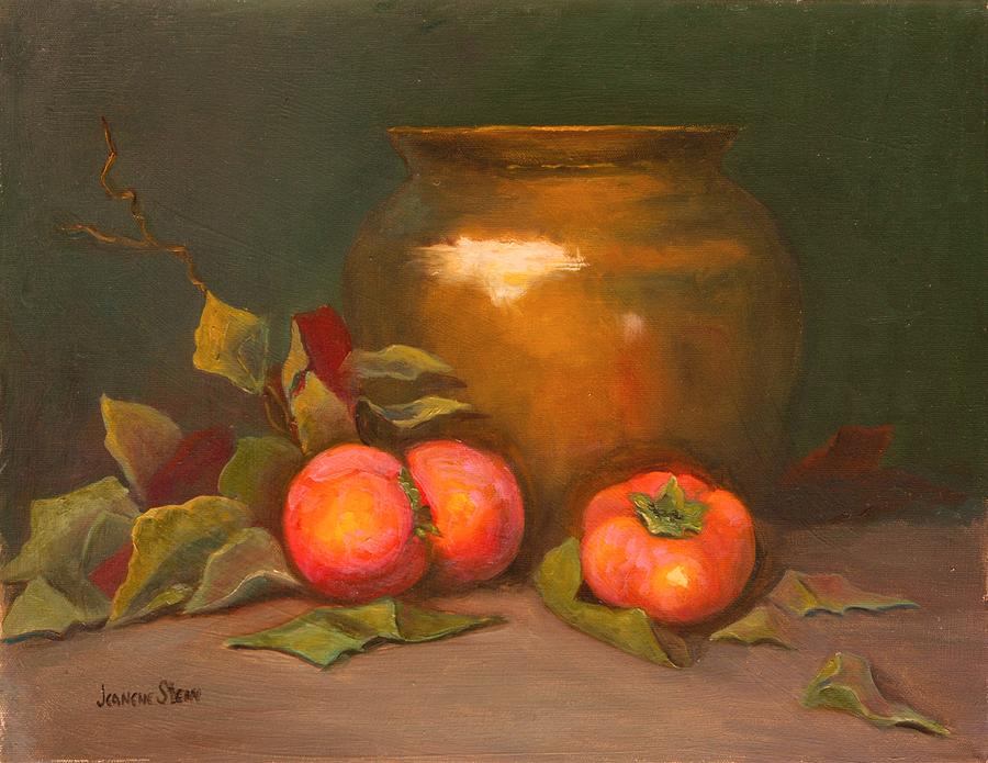Fruit Painting - Brass and Persimmons by Jeanene Stein