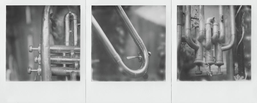 Black And White Photograph - Brass Instruments Triptych by Jon Woodhams