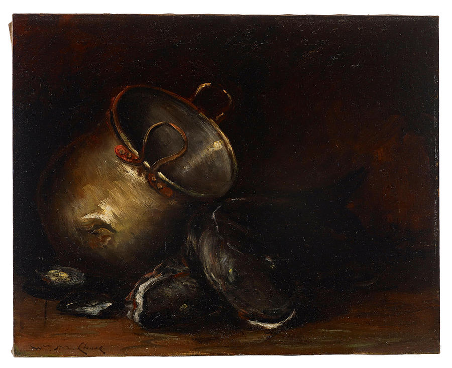 William Merritt Chase Painting - Brass Kettle and Catfish  by William Merritt Chase