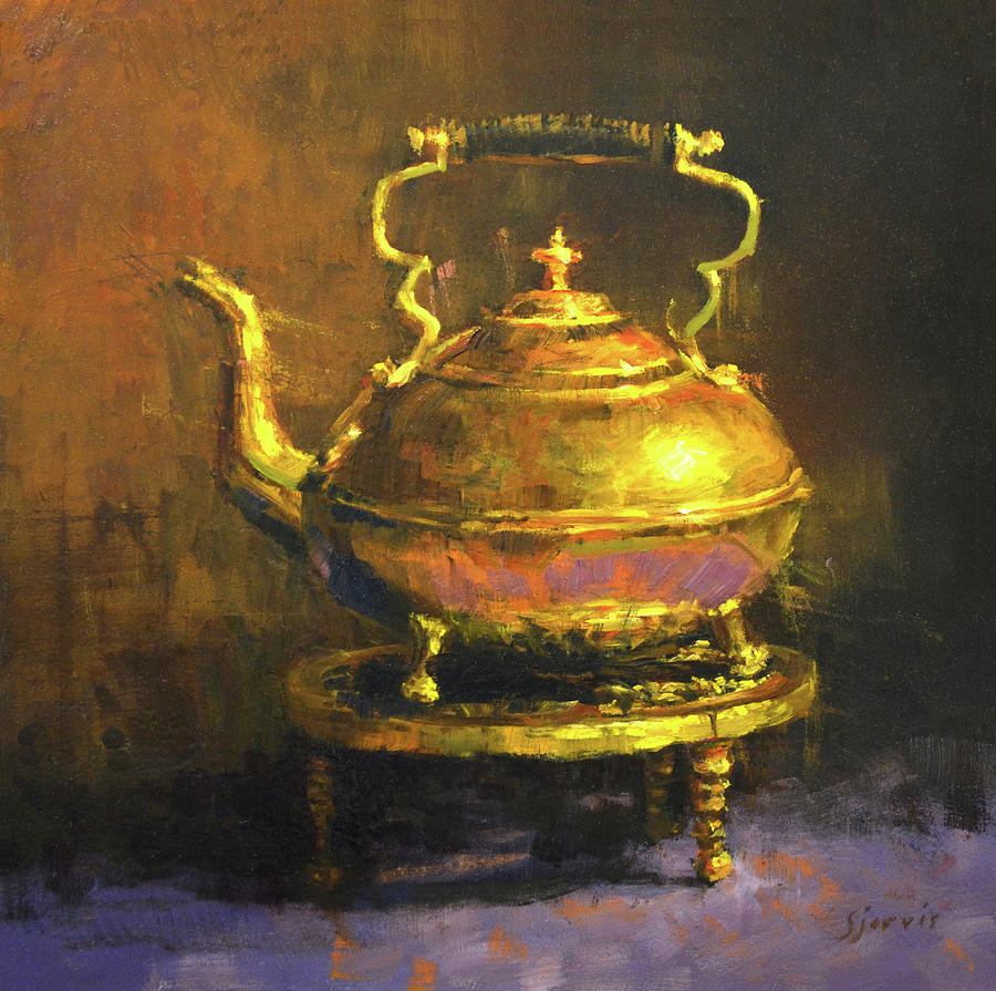 Still Life Painting - Brass Teapot by Susan N Jarvis