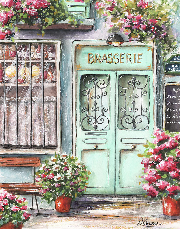 Brasserie Watercolor Painting by Debbie Cerone