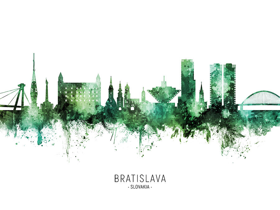 Bratislava Slovakia Skyline #11 Digital Art by Michael Tompsett