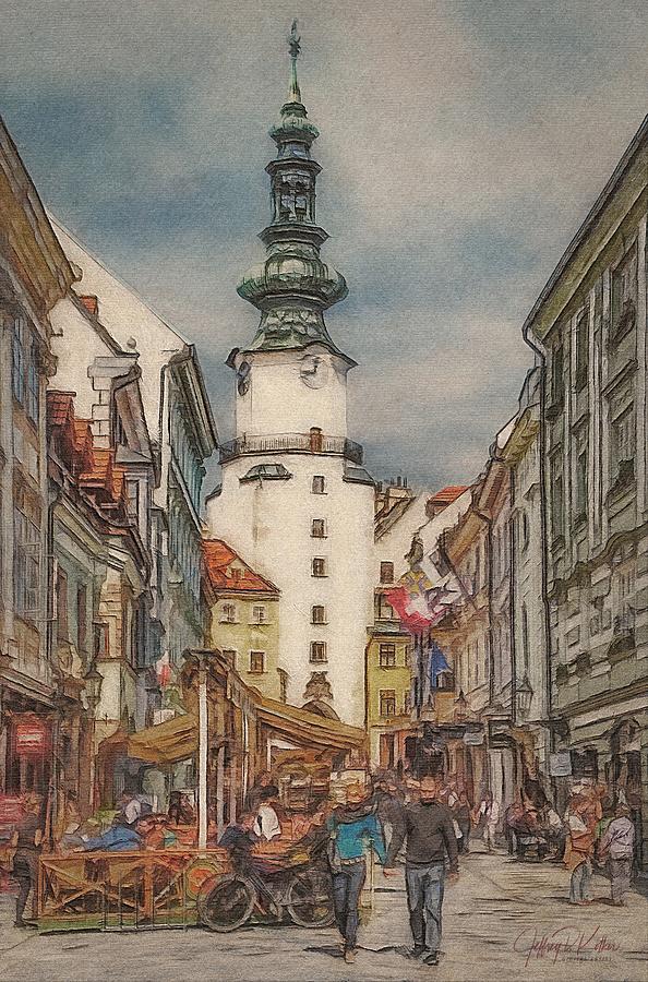 Bratislava Street Scene 2 Painting by Jeffrey Kolker