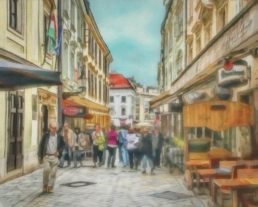 Bratislava Street Scene Painting by Jeffrey Kolker