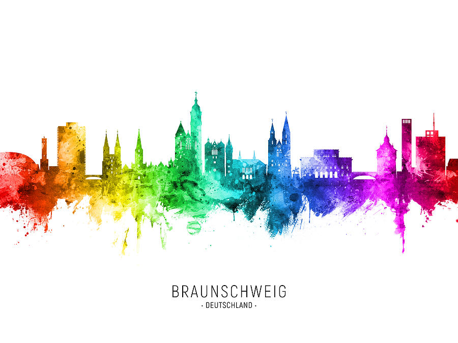 Braunschweig Germany Skyline #04 Digital Art by Michael Tompsett