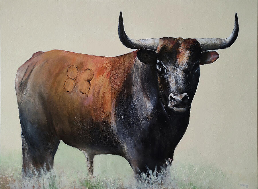 Bull Painting - Brave bull by Tomas Castano