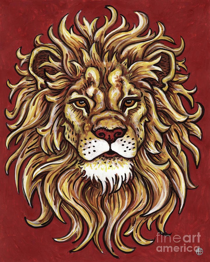 Brave Lion. Wild Beasties  Painting by Amy E Fraser