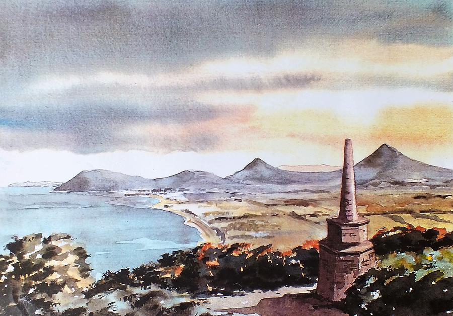 Bray from the Killiney Obolisk Painting by Val Byrne
