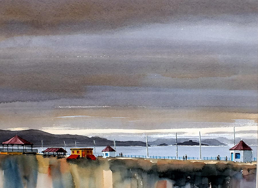 Bray prom towards Killiney andd Dalkey, Co. Wicklow. Painting by Val Byrne