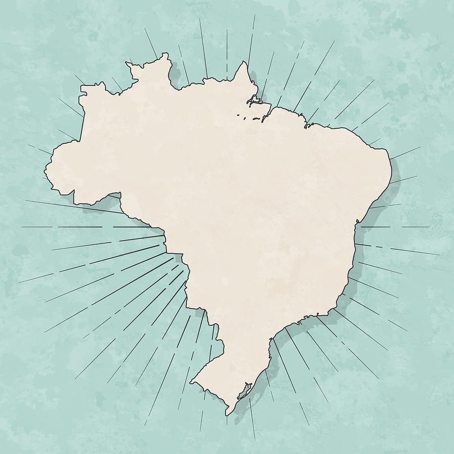 Brazil map in retro vintage style - Old textured paper Drawing by Bgblue