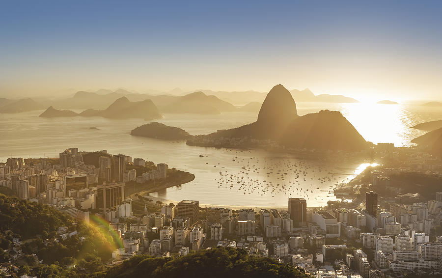 Brazil Rio de Janeiro Sugar Loaf with Guanabara Bay at sunrise Photograph by Grafissimo