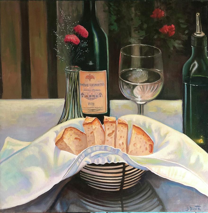 Bread and wine Painting by Jeffrey Dente | Fine Art America