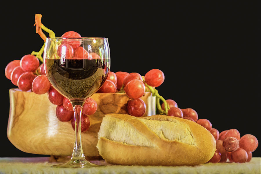 Bread, Grapes, and Wine Photograph by Betty Eich