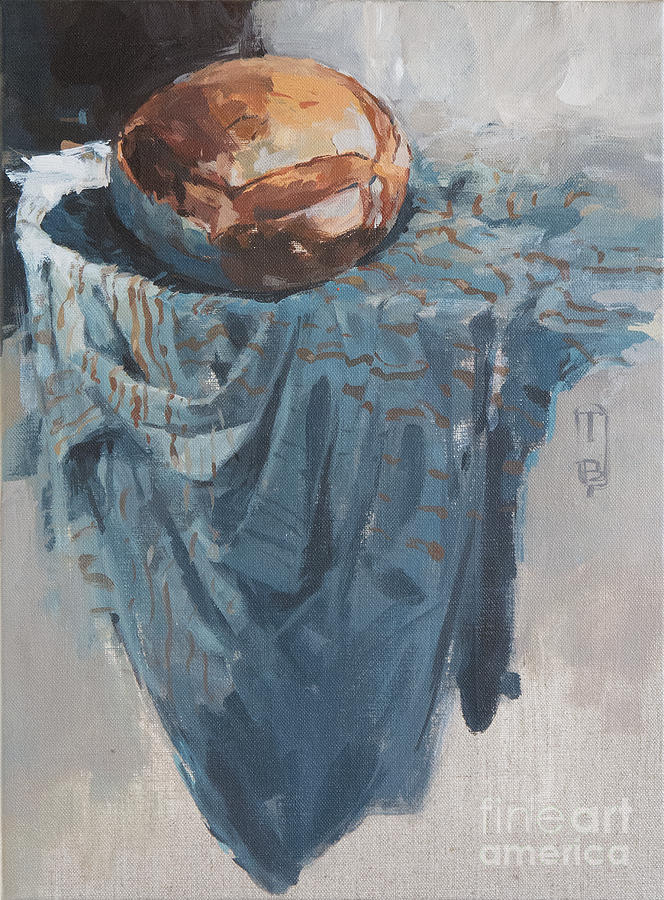 Bread on Linen Painting by Tony Belobrajdic