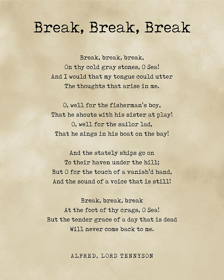 Break, Break, Break - Alfred, Lord Tennyson Poem - Literature - Typewriter Print 3 - Vintage Digital Art