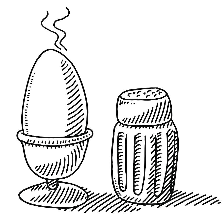 Breakfast Food Egg Salt Shaker Drawing Drawing by FrankRamspott