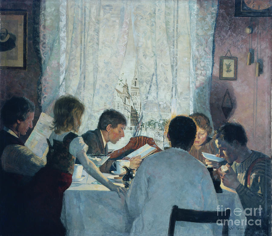 Breakfast II, 1885 Painting by O Vaering by Gustav Wentzel