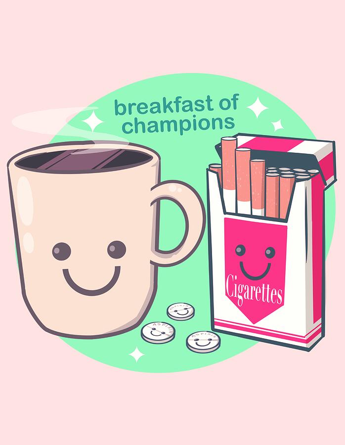 Coffee Drawing - Breakfast of Champions by Ludwig Van Bacon