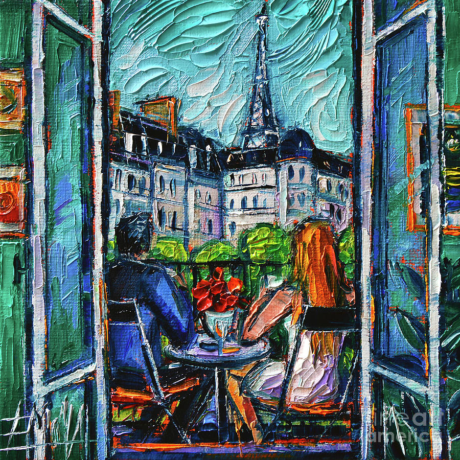 Breakfast On A Paris Balcony Painting by Mona Edulesco