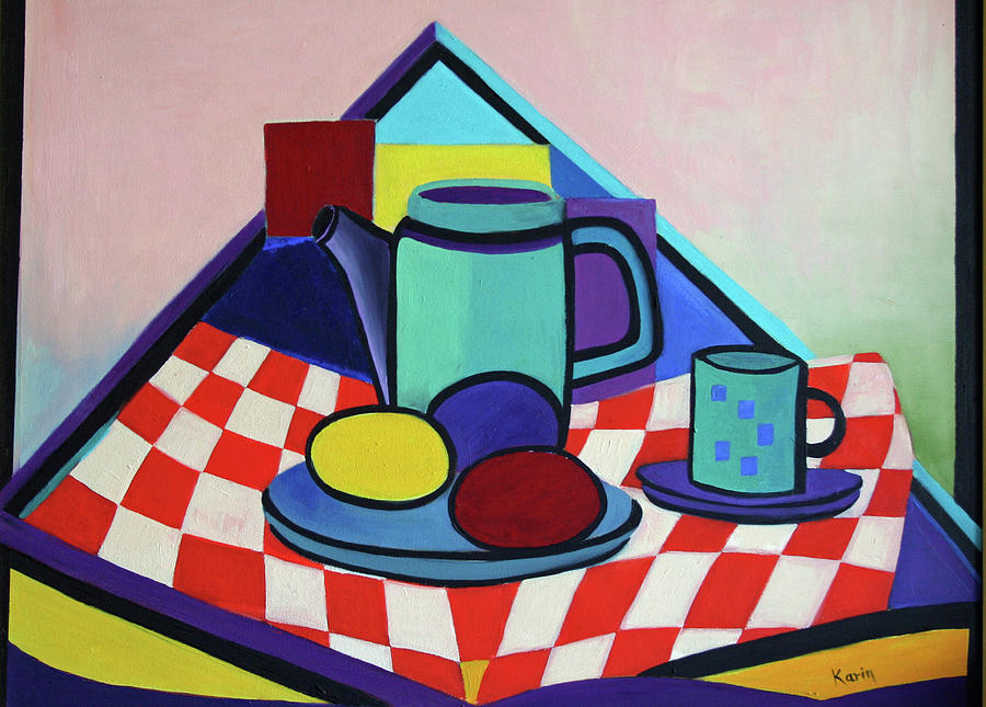 Abstract Painting - Breakfast with Eggs by Karin Eisermann