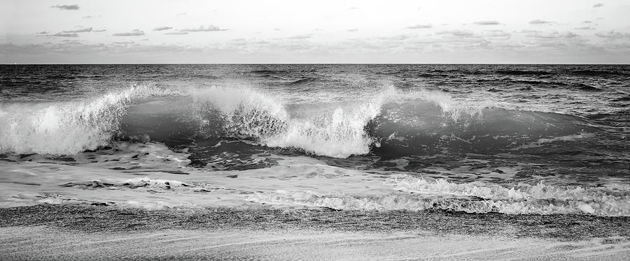 Breaking Wave Panorama Black and White Photograph by Laura Fasulo