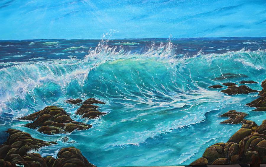 Breaking Wave Painting By Thomas Harjus 