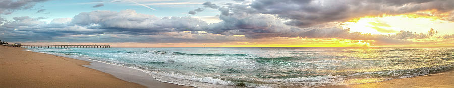 Breaking Waves at Dawn Panorama Photograph by Debra and Dave Vanderlaan