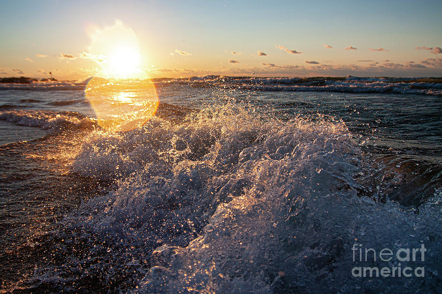 Breaking Waves At Sunset Photograph
