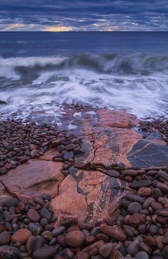 Breaking Waves on Beach Stones Photograph by Irwin Barrett