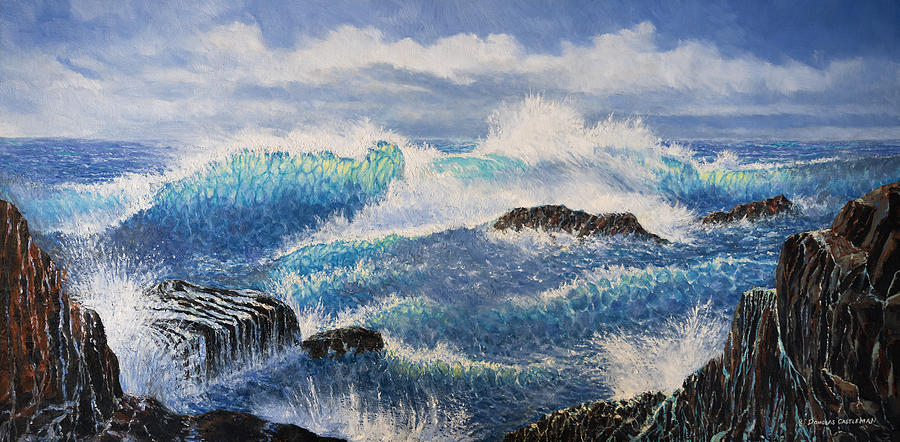 Breaking Waves with Wind Painting by Douglas Castleman